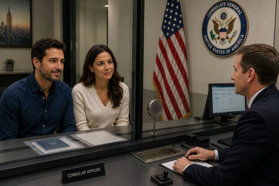 Imagem entrevista visto americano em casal